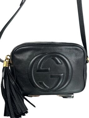 Gucci Soho Disco Crossbody Bag Pebbled Leather Tassel Camera Bag GHW